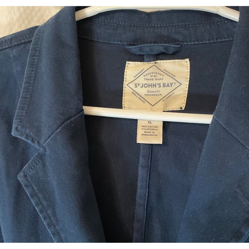 St Johns Bay Mens Heavyweight Navy Blue Long Sleeve Shirt Jacket Unlined Size XL